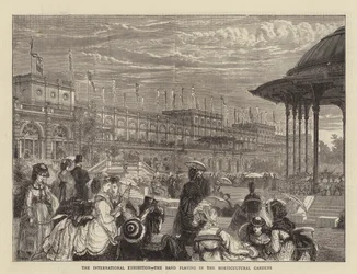 A exposição internacional, a banda tocando nos jardins hortícolas