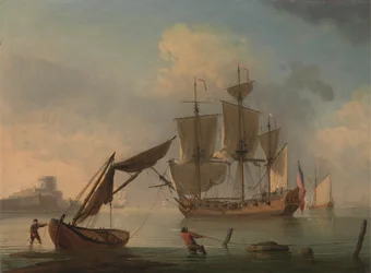 Um Pavimento Inglês Becalmed perto da costa