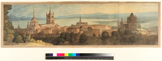 No.1483 Vista de Lausana, 1781 (wc, lápis & tinta em papel)