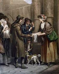 Vendedor de partituras para novas canções, gravadas por Francis Wheatley (1747-1801) de Cries em Londres, Reino Unido