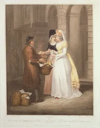 As laranjas doces de China, China doce, chapeiam 3 de "os gritos de Londres", gravadas por Luigi Schiavonetti (1765-1810), bar. por Colnaghi und Co., 1794 (gravura de stipple)