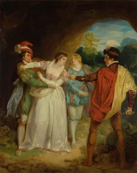 Sílvia salvadora de Proteus, de Shakespeare "Os Dois Cavalheiros de Verona", Acto V, Cena 4, a Caverna dos Fora-da-lei