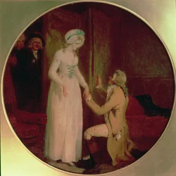 Jovem Marlow e Miss Hardcastle, cena de &39;She Stoops to Conquer&39; de Oliver Goldsmith, 1791