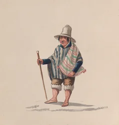 Um peruano, de um grupo de desenhos que retratam o traje peruano, ca. 1848.