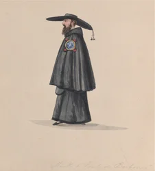 Um monge da ordem de Barbones, de um grupo de desenhos representando o traje peruano, 1848.