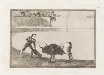 Pedro Romero matando? touro em pé (Pedro Romero Matando o Touro Parado), Placa 30 de La tauromaquia