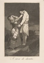 Ilustração 12 de Los Caprichos: Caçando dentes A caza des dientes., 1799.