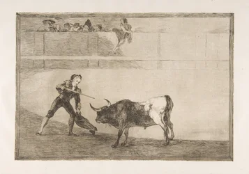 Placa 30 do Tauromaquia: Pedro Romero matando o touro parado., 1816.