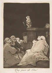 Ilustração 53 de Los Caprichos: Que bico de ouro! Que pico de ouro!, 1799.