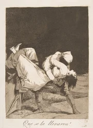 Ilustração 8 de Los Caprichos: Eles a levaram! Quem levou embora!, 1799.