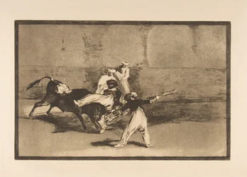 Prancha 8 da Tauromaquia: Um mouro colhido pelo touro na arena, ca. 1816.