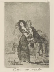 Quien mas rendido? (Qual deles é o mais vencido?), pl. 27 da série Los caprichos