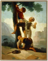 Rapazes a trepar a uma árvore ... (pintura sobre tela)