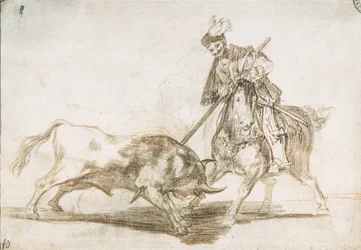 Tourada: O Cid perfura outro touro da sua lança 1815-16 (desenho preparatório)