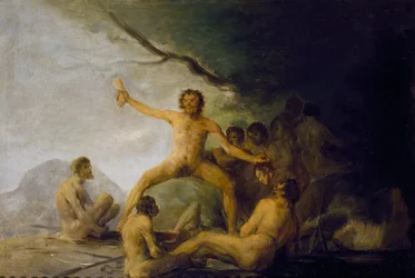Canibais a saborear restos humanos, c.1800-08 (óleo sobre painel)