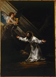 Cristo no Monte das Oliveiras ... (óleo sobre painel)