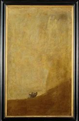 Cão, meio submerso (pintura sobre tela)