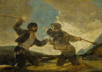 Duelo de espadas ... (pintura sobre tela)