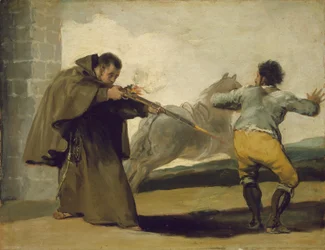 Frei Pedro atira em El Maragato quando seu cavalo sai, c.1806