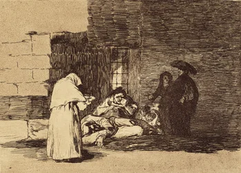 A caridade de uma mulher. 1810-1820. (15,5 x 20,6 cm). Estampa 49 de «Os Desastres da Guerra». Espanha. Madrid (Comunidade Autónoma). Madrid. Biblioteca Nacional