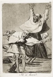 Está na hora. 1797-1799. (21 x 14,5 cm). Estampa 80 de «Los Caprichos». Romantismo. Espanha. Madrid (Comunidade Autónoma). Madrid. Biblioteca Nacional