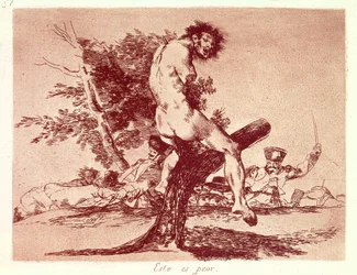 GOYA Y LUCIENTES, Francisco de (1746-1828). As Catástrofes da Guerra. Isto é pior. 1810-1820. Os ataques. ESPANHA. MADRID (COMUNIDADE AUTÓNOMA). Madrid. Biblioteca Nacional