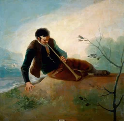 Pastor tocando uma flauta