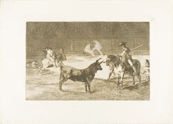 O Celebrado Picador, Fernando del Toro, Desenha a Fera Feroz com Seu Pique, placa 27 de The Art of Bullfighting