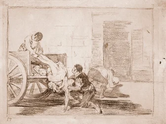 Os Desastres da Guerra : Carregamentos de carros para o cemitério (desenho preparatório