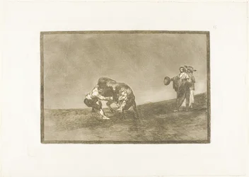 O mesmo homem joga um touro no ringue em Madrid, placa 16 de The Art of Bullfighting