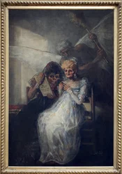 Tempo, disse Les Vieilles. Pintura de Francisco de Goya y Lucientes (1746-1828), óleo sobre tela, cerca de 1808-1812, arte espanhola do início do século XIX. Musee des Beaux Arts de Lille.