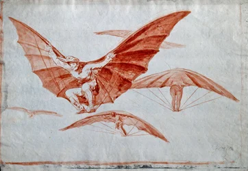 "Ways of Flying" Sanguine desenho sobre papel de Francisco de Goya (1746-1828) - 1816 Dim 24,5x34,8 cm Museo Lazaro Galdiano, Madrid