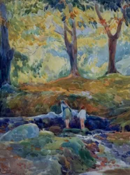 BOSQUE-Acuarela. Artista: FRANCISCO LLORENS DIAZ. Local: COLEÇÃO PRIVADA, MADRID, ESPANHA