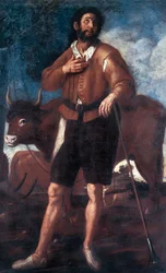 Representação de Santo Isidoro o Lavrador (1080-1130), Ele miraculosamente fez emergir água da água do solo árido. Pintura de Francisco Ribalta (1565-1628) Valência. Museo de Bellas Artes San Pio V, Espanha