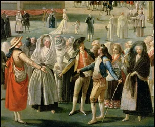 Pormenor de "Ascensão do balão Montgolfier em Madrid"