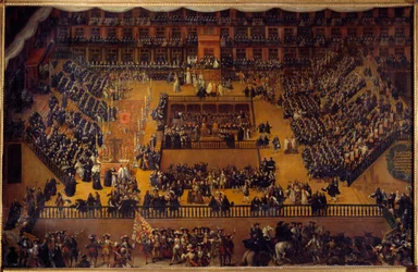 Procesos da Inquisição: "Autodafe na Praça Maior de Madrid na presença de Carlos II (Carlos II