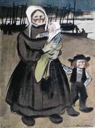 The Famine in Brittany, ilustração de uma edição especial de &39;La Vie en Rose&39; produzida para beneficiar Bretons, 1903