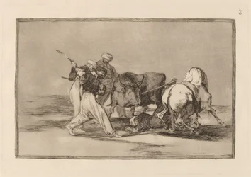 Os mouros estabelecidos em Espanha, prescindindo das superstições do seu Alcorão, adotaram esta caça e arte e lanceiam um touro no campo