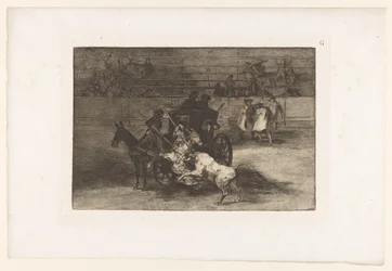 Homens atacam um touro de uma carruagem
Combat dans une voiture attelée de deux mulets
Tourada (título da série)
La Taureaumachie (título da série)
La Tauromaquia (título da série)