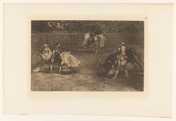 Picador enfia a sua lança num touro
Un torero monté sur les épaules d