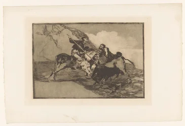 Stierenjacht te paard Como os antigos espanhóis caçavam touros a cavalo nos campos Stierengevechten (título da série) La Taureamachie (título da série) Tourada (título da série)