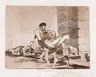 Os Desastres da Guerra : No cemitério (Gravura após o desenho preparatório