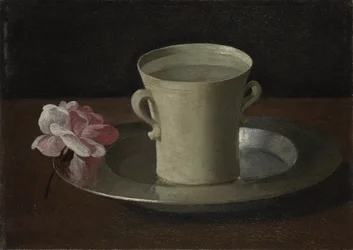 Um copo de água e uma rosa, c.1630