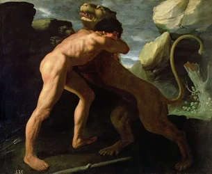 Hércules lutando com o leão de Nemeia