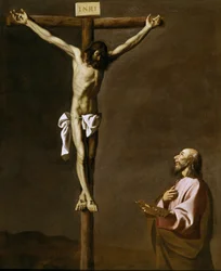 O Cristo crucificado com um pintor, c.1650 (óleo sobre tela)