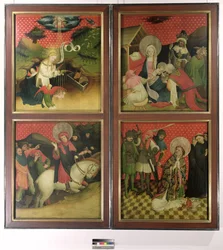 O Altar de São Tomás da Igreja de São João, em Hamburgo, começou em 1424 (tempera & óleo em painel)