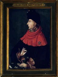 Retrato de Jean sem medo, Duque de Borgonha (1371-1419) Pintura da escola borgonhesa. O início do século XV. Sol 0,29x0,21 m