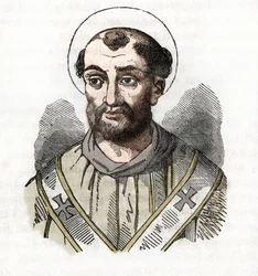 Antiquito: representação do Papa Fabien (Fabian ou Fabiano ou Fabianus) (236-250) Desenho de "Misteri del Vaticano" de Franco Mistrali