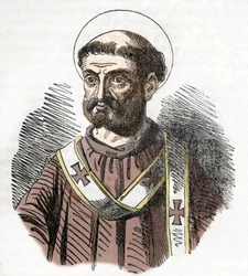 Retrato do Papa Libere (Liberius) (352-366) Gravura de "I misteri del vaticano" de Franco Mistrali 1843