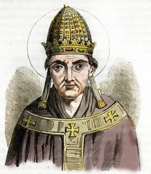 Retrato do Papa Sylvestre I (Silvestre ou Sylvester ou Silvestro) (314-335) - Desenho de "Misteri del Vaticano" de Franco Mistrali